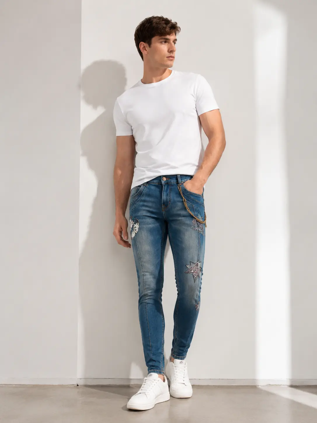 Men's Washed Denim Jeans