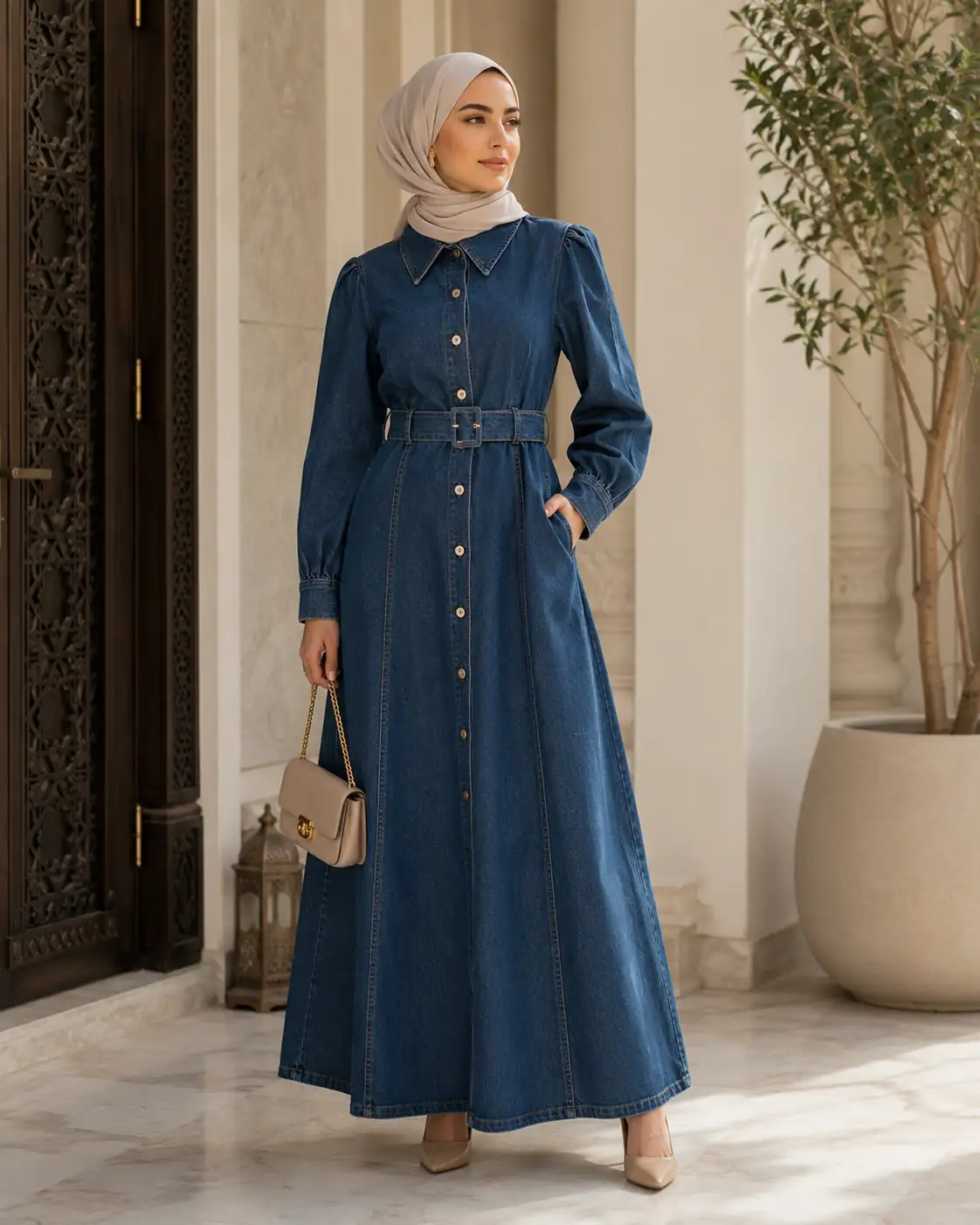 Women's long denim dress