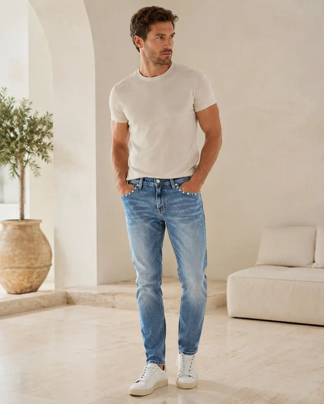 Men's wide leg striped pants